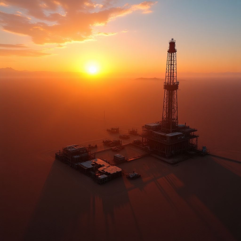 Vista aérea de un campo petrolero