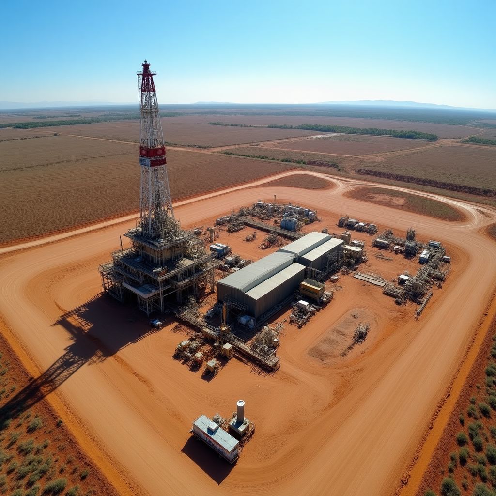 Campo de extracción petrolera en Vaca Muerta